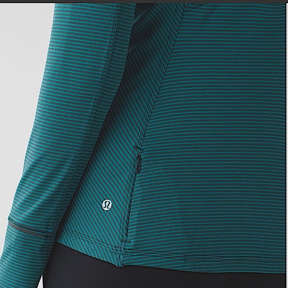 Lululemon Kanto Catch Me Long Sleeve Mini Pop Stripe Top Size 4 Teal/Dark Fuel - Picture 5 of 15